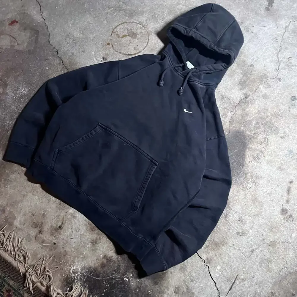 Vintage Black Nike Embroidered Mini Swoosh Pullover Hoodie